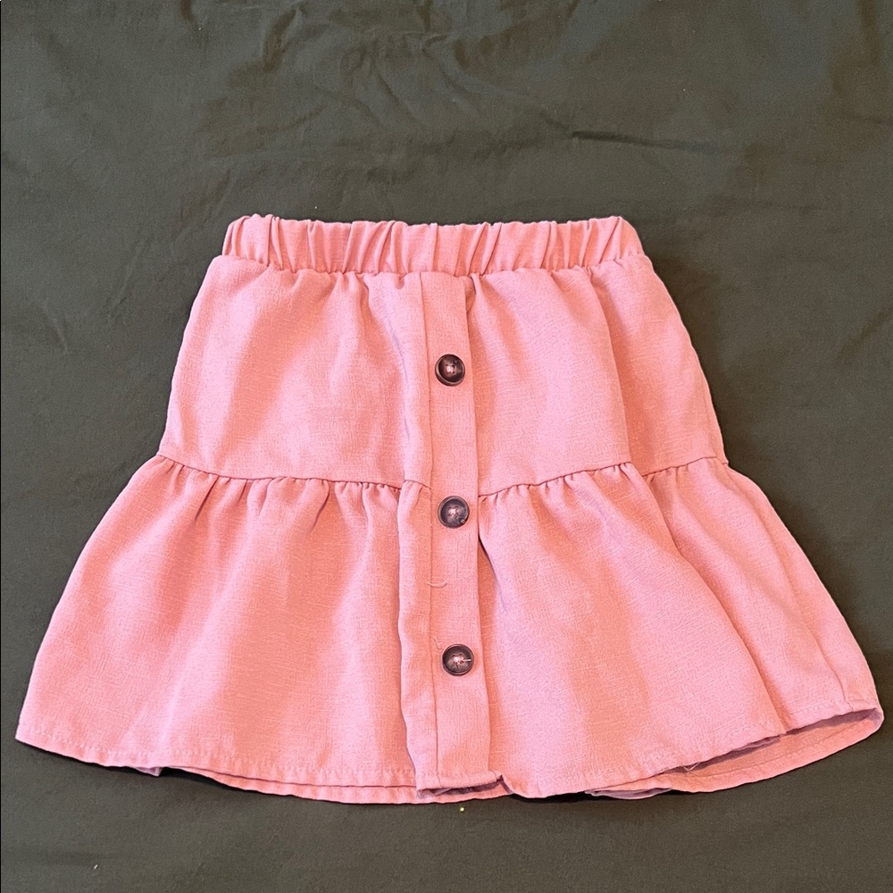 Charming Pink Buttoned Kids Skirt